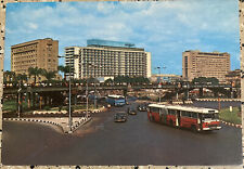 CAIRO EGYPT CITY BUS CARS PEOPLE LIBERATION SQUARE AFRICA VINTAGE RPPC POSTCARD picture