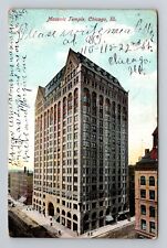 Chicago IL-Illinois, Masonic Temple, Aerial, Vintage c1907 Postcard picture
