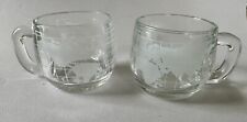 Vintage 2 NESTLE Etched Clear Glass World Globe Map COFFEE CUPS MUGS  picture