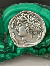 443 gr.  Malachite Slab  Sterling Silver Coin Paperweight Rock Art Sculpture picture