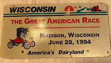 Vintage The Great American Race Madison WI Aluminum Souvenir License Plate picture
