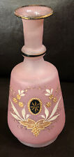 Antique 1880’s Pink Hand Blown Glass Floral Barbershop Bottle Pontil Marked Rare picture
