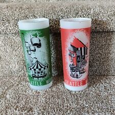 Vintage1962 Seattle Worlds Fair Frosted Glasses Century 21 Set of 2 MCM picture