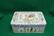 Vintage 2006 Quimper Hinged Lid Cookie Tin Rooster picture