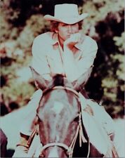 Michael Landon as Little Joe seated on horse 1970's era Bonanza 8x10 inch photo picture