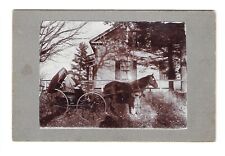 c1890's Cabinet Card Photo 2 Men Riding Horse & Cart picture