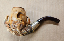 Antique Meerschaum Eagle Claw Sherlock Smoking Pipe sterling  w/ Case A2 picture