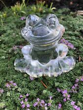 Vintage Goebel Clear Glass Smiling Frog Figurine Paperweight West Germany 1980's picture