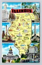 IL-Illinois, General Greeting Illinois State Map, Vintage Postcard picture