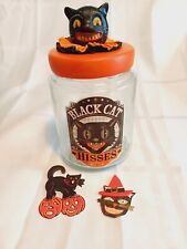 Vintage Inspired Black Cat Halloween Glass Jar From Michael's BLACK CAT HISSES picture