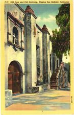 View Of Old Door And Old Stairway Of Mission San Gabriel, California Postcard picture