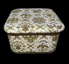 Vintage MCM Redmon Sewing box basket eagles Bells Tray Insert Gold Cream picture