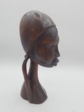 Hand carved African woman Head Bust figurine 8” Tall picture