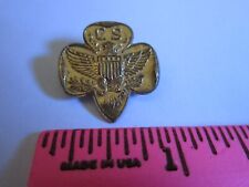 Vintage Girl Scout Trefoil Lapel Pin Gold Tone Eagle Four Stars picture