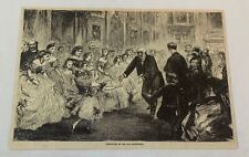 1876 magazine engraving~ CHRISTMAS AT THE OLD HOMESTEAD girl dances with Grandpa picture