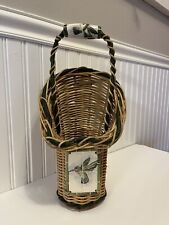 WovenWicker Basket Stand Hanging Handle Bottle Utensils Flowers Mail BOHO picture