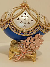 Something blue Wedding Bridal Shower Trinket Box Handcarved 24k Gold & Bracelet  picture