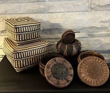 BUNDLE ~ 5 1960’s Indonesian Woven Baskets dayak tribal~Never Used picture