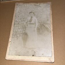 Antique Mounted Cabinet Photo: Elegant Lady With Early Umbrella / Bumbershoot picture