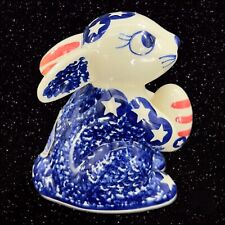Boleslawiec Ceramika Bunny Rabbit Patriotic USA Figurine Polish Ceramic Poland picture
