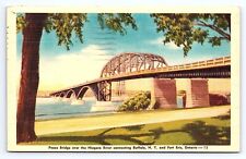 Postcard Peace Bridge Niagara River Buffalo New York and Fort Erie Ontario picture