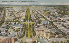 Vintage Linen Postcard Monument Ave & Lee Monument Richmond Virgina Unused picture