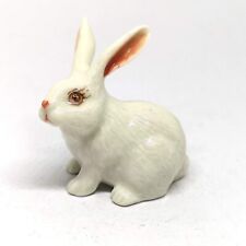 Porcelain White Rabbit Bunny Figurine Hand Painted Ceramic Miniature Collectible picture