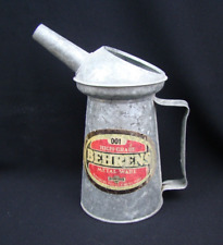 Vintage Behrens Metal-Ware High Grade 1 Qt. Oil Can-Fixed Spout-Galvanized Steel picture