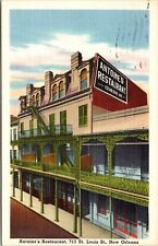 Antoines Restaurant St Louis St New Orleans Linene Sign Vintage Postcard picture