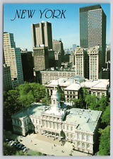 Aerial View of New York City Hall, Manhattan NYC New York Continental Postcard picture