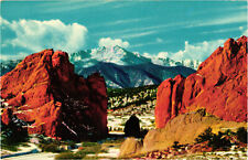 Winter Scene - Pikes Peak and Garden of the Gods Colorado Postcard Unposted picture