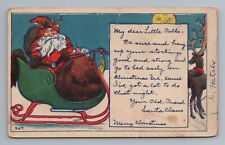 Christmas Santa Damaged Torn Vintage Postcard picture