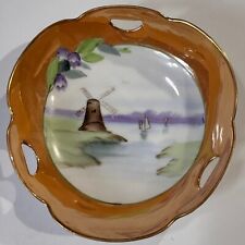 Vtg. Nut Candy dish plate by MEITO China hand painted Windmill Made in Japan picture
