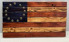 Handcrafted Rustic Wooden Flag American Brass Stars 18 x 10 by Rustic Relic NJ picture