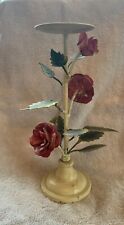 vintage italian tole metal flowers candle holder  picture