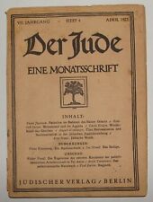Jewish Judaica 1923 Germany Berlin Martin Buber Der Jude Philosophy Literature picture