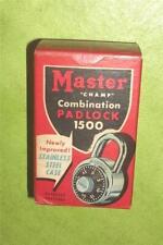 1950's MASTER CHAMP COMBINATION PADLOCK LOCK 1500 MILWAUKEE WIS NOS EUC ORIG BOX picture