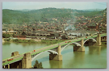 Postcard Pittsburgh PA Pennsylvania Washington Crossing Bridge Allegheny River picture