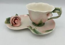 TWO'S COMPANY GARDEN PARTY 3D PINK ROSE CUP AND SAUCER *EUC* NO SPOON picture