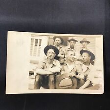 c 1915 Soldiers In Uniform Hats Headquarters at Camp Photo Post Card Postcard picture