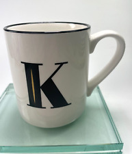 Threshold Monogram Initial K Coffee Mug 16 oz Personalized Black White Cup B12 picture