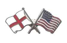 England & U.S.A. America Flags Friendship Courtesy Enamel Lapel Pin Badge T956  picture