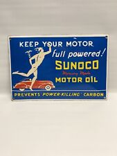 Sunoco Motor Oil Vintage Style Porcelain Enamel Sign Convex Shape picture