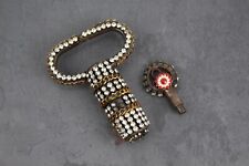 Antique Iron Lock Hand Made Gems Beaded Kundan Worked Old Screw Key Tricky Lock picture