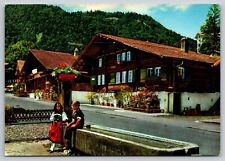 Postcard Switzerland Swiss Chalets Children in Traditional Bernese Costume 6E picture
