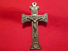Crucifix w/ Reliquary Silvertone w/ Heavy Patina Stations of Cross Illustrated picture