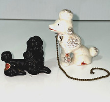 VTG Porcelain Poodles Chain Leash Japan Ceramic China Dogs Lot/2  JCS picture