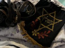 Vintage Antique Jewish Judaica Tefillin Set With Velvet Bag picture
