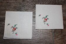 Vtg Pr. 2 Monogram Initial L Hemstitched Floral Embroidery Handkerchiefs Hankies picture