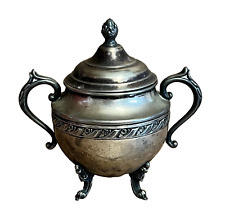 Silver Tone Metal Sugar Tea Coffee Bowl Serving Dish Origin Unknown 7